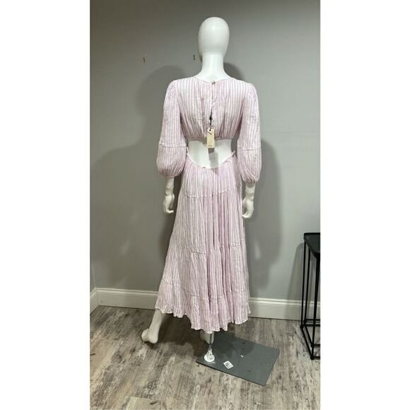 Cinq a Sept Lyle Cutout Lilac Striped Midi Dress Size 4 - Picture 5 of 7